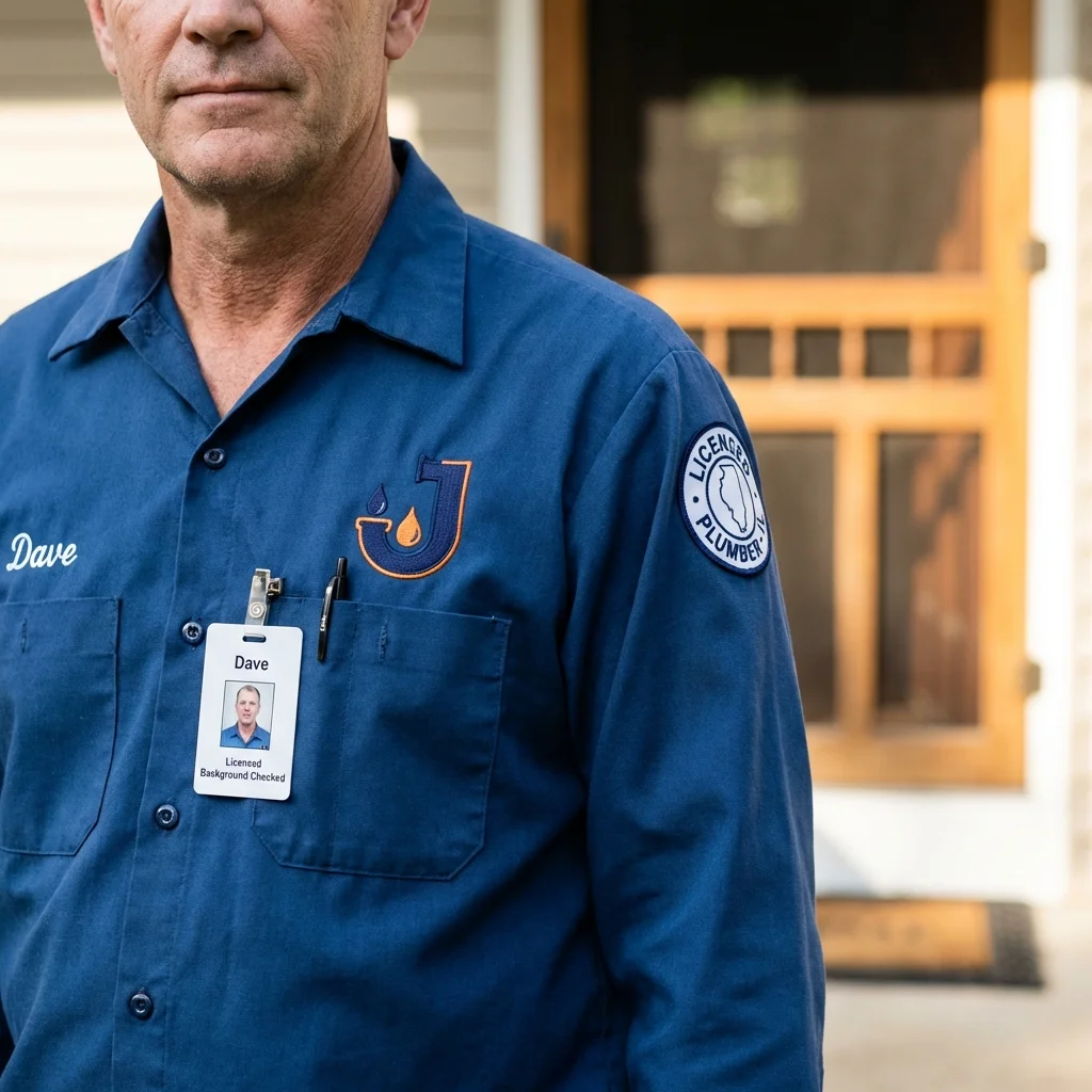 Licensed plumber showing ID badge in Hilliard, FL