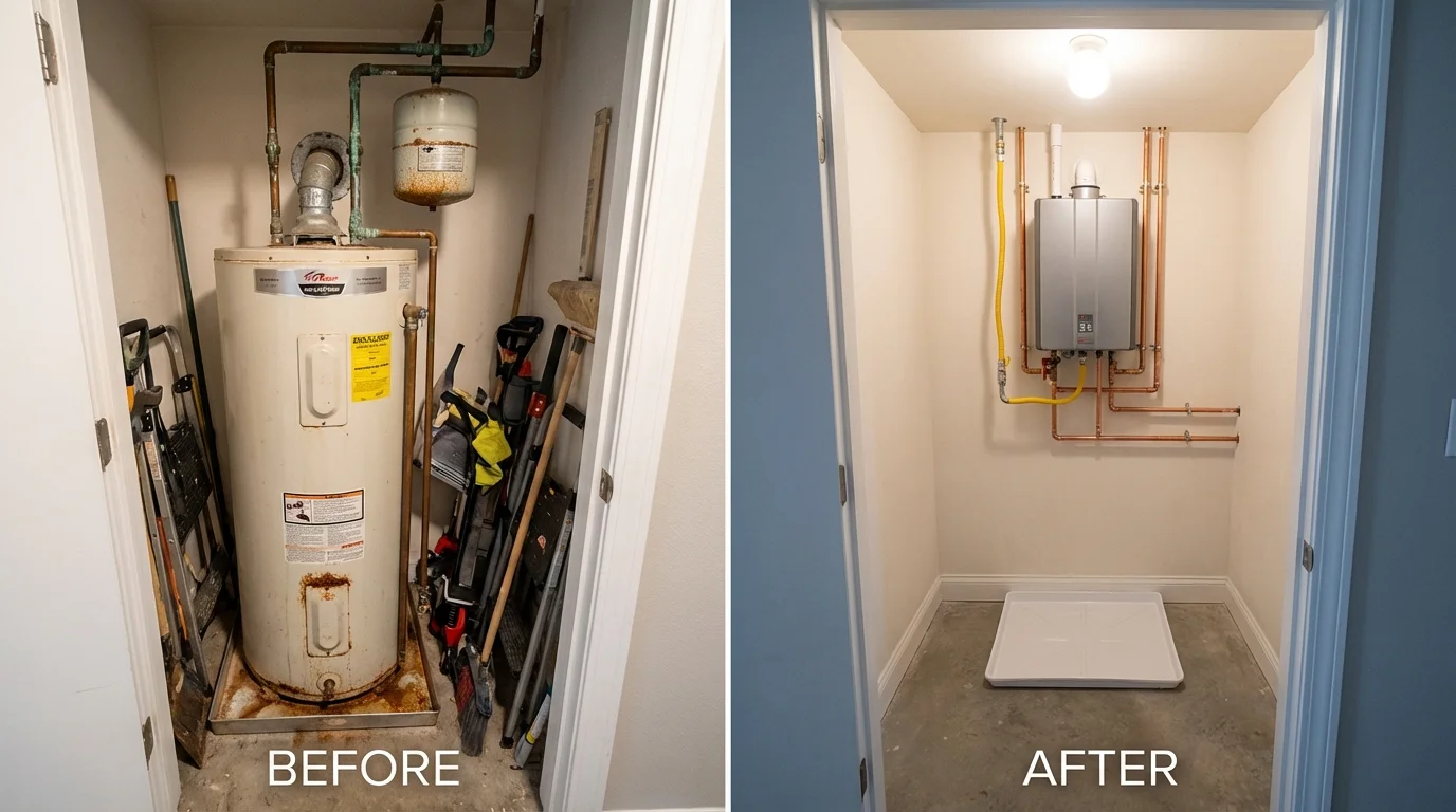 Tank water heater versus wall-mounted tankless unit comparison for Hilliard, FL homeowners